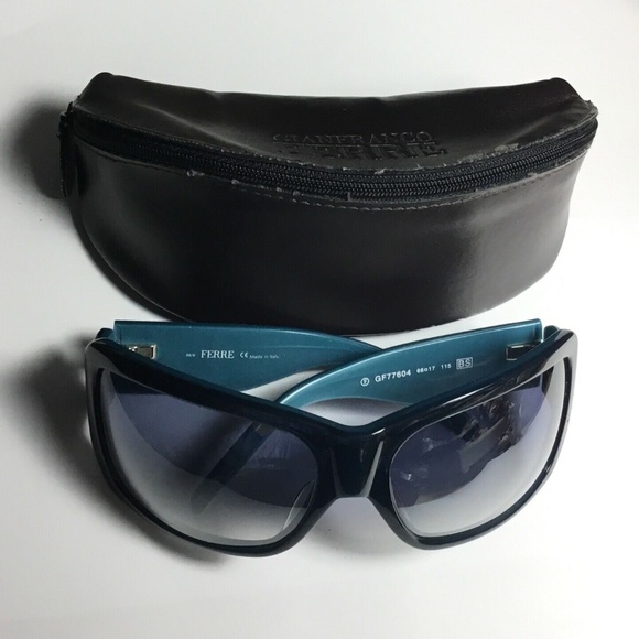 VINTAGE GIANFRANCO FERRE GF77604 SUNGLASSES TEAL BLUE RARE Made in Italy - Picture 1 of 4